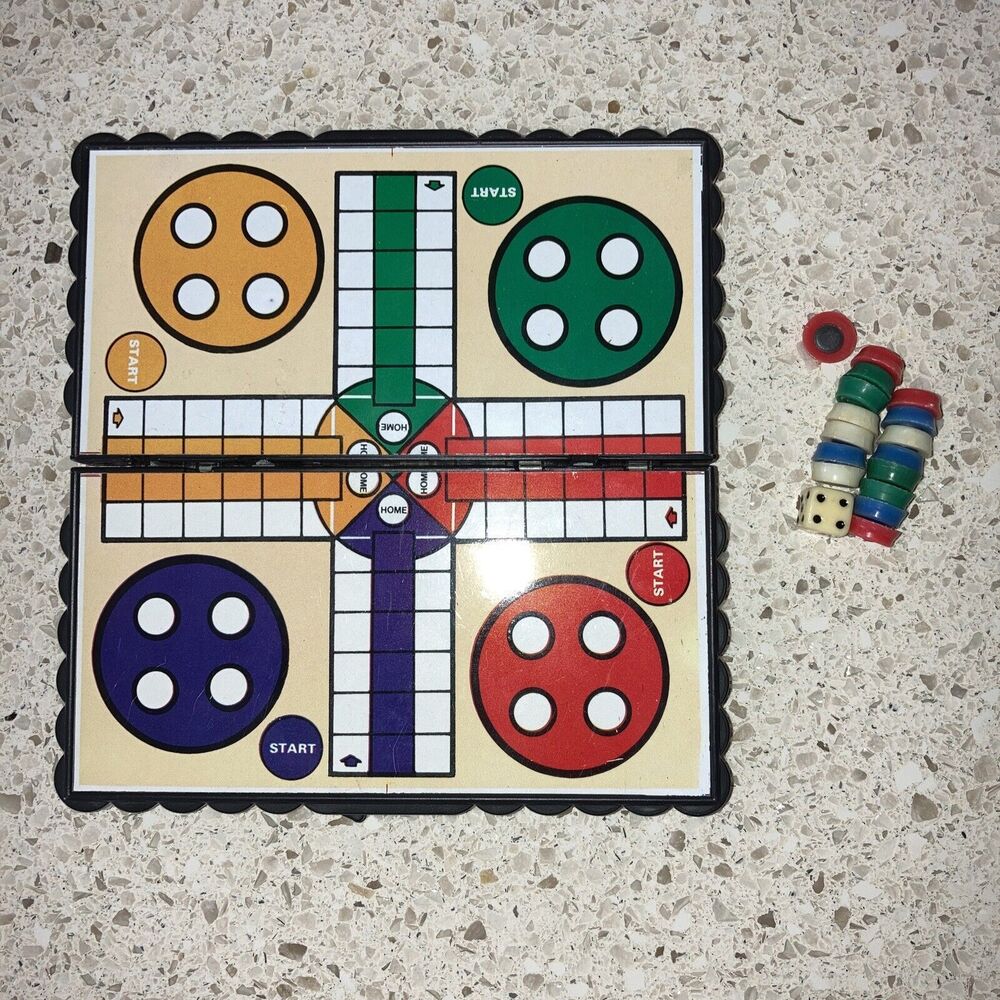 Mini Magnets Fundex Travel Game Parchessi Storage Case Vintage 1989